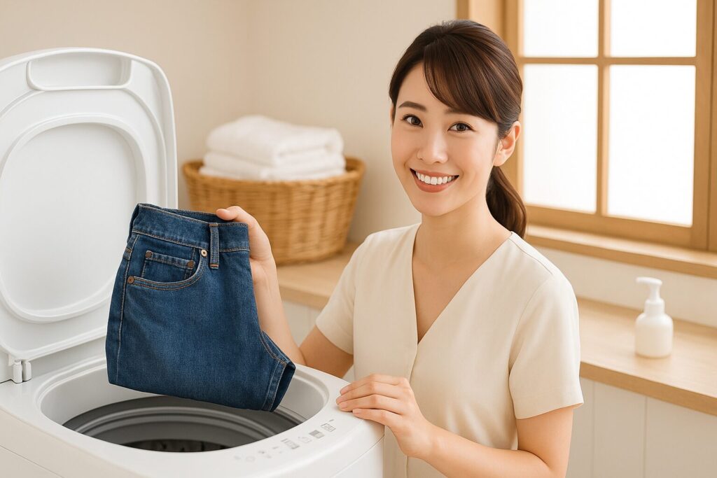 デニムを洗濯機で使うときの色落ち対策