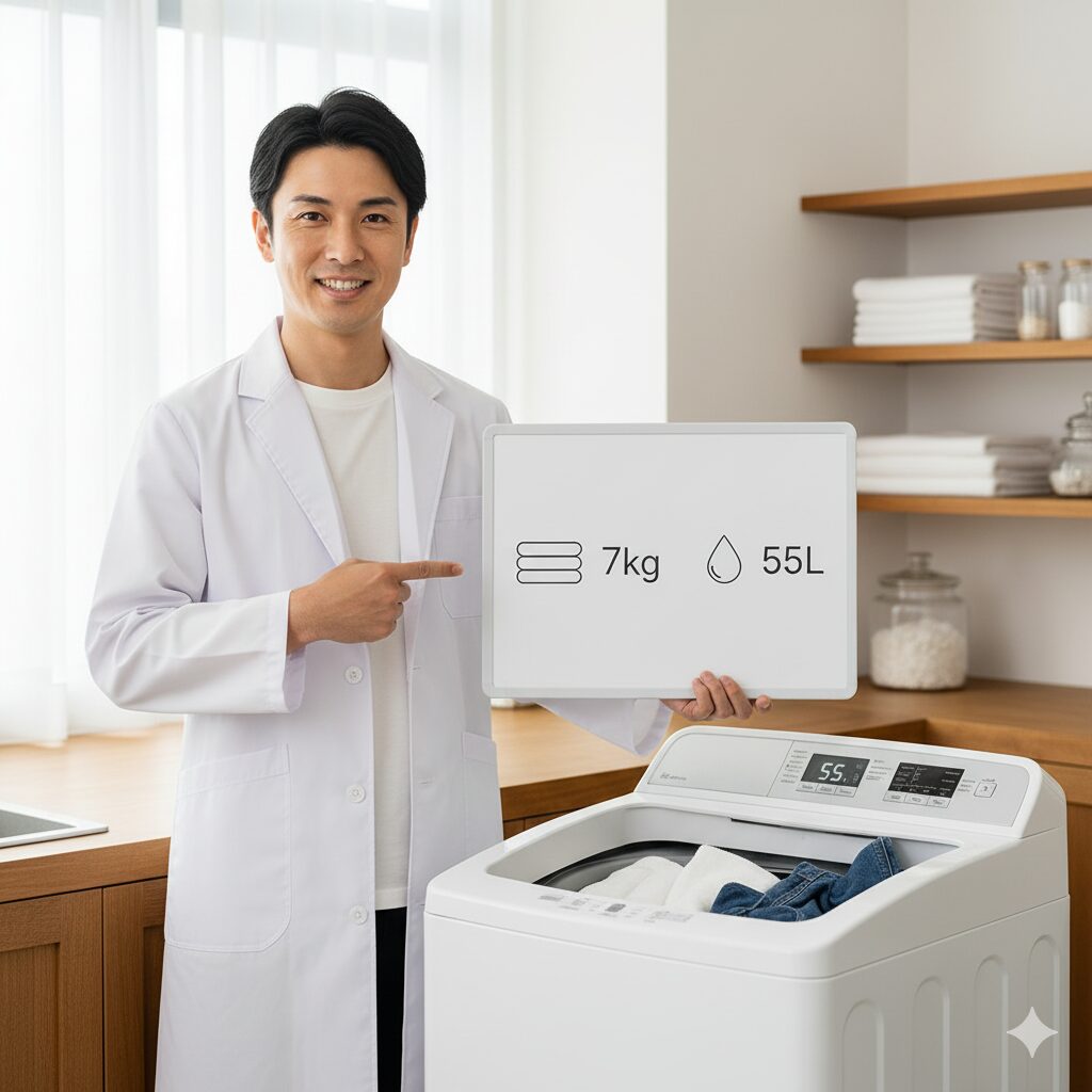 Q&A:洗濯機の縦型7kgは何リットルですか?