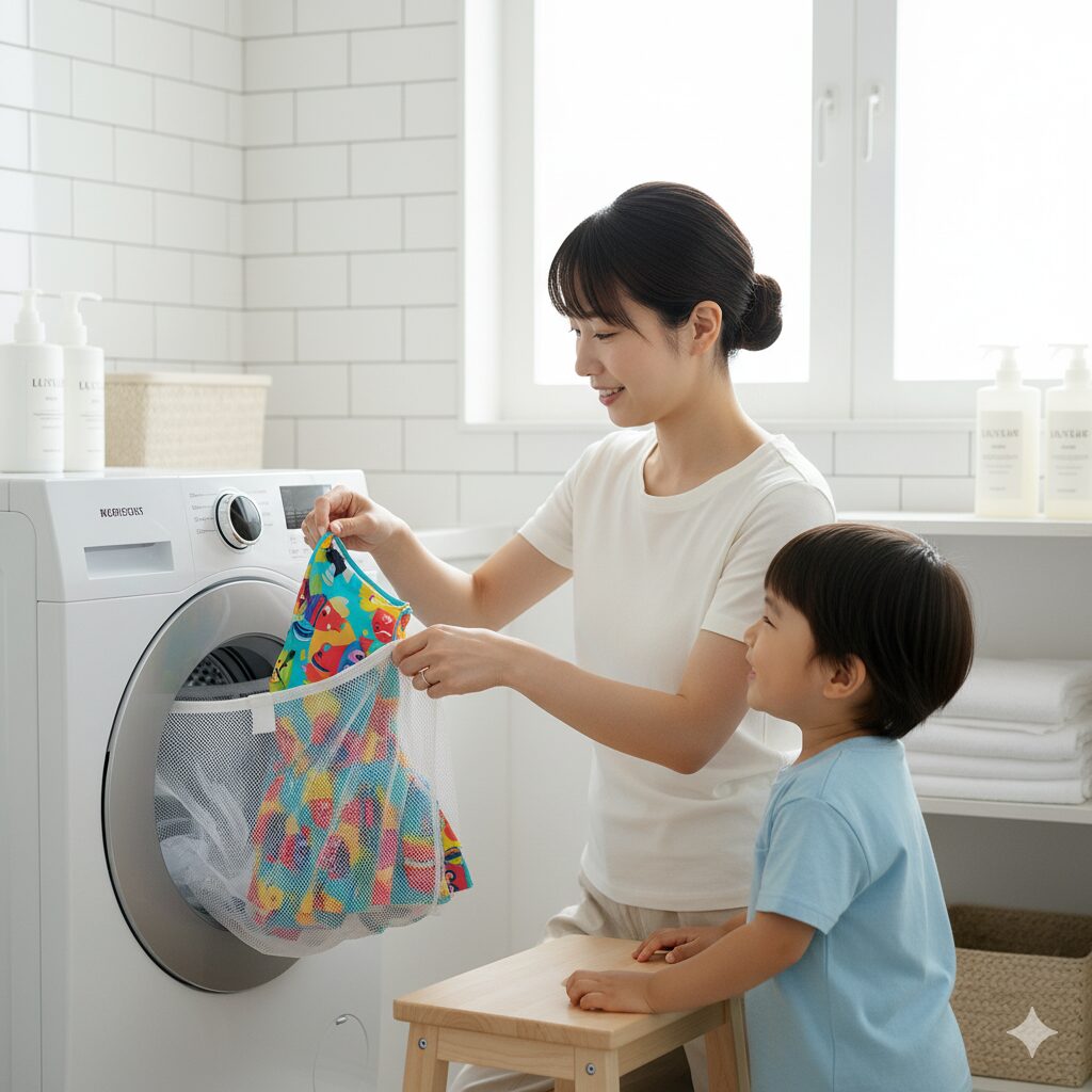 子供の水着は洗濯機でも大丈夫?