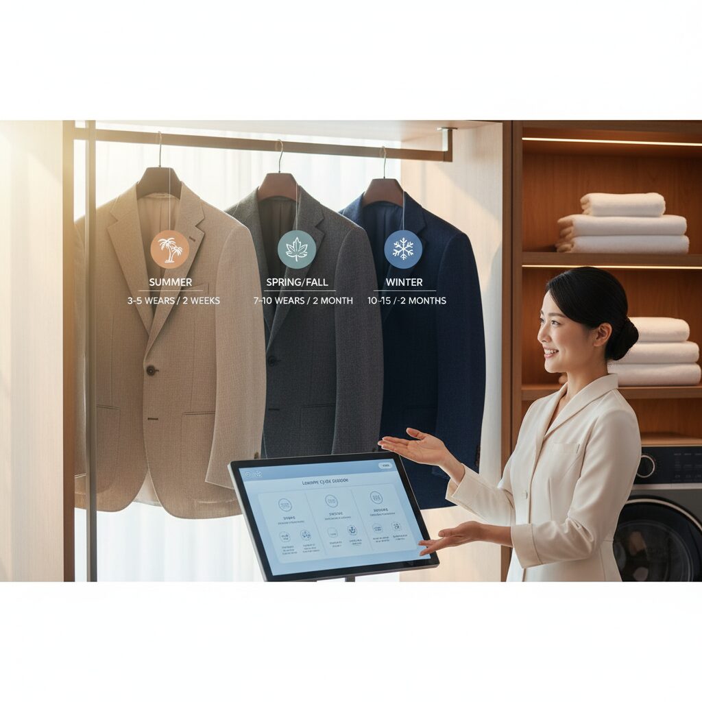 スーツクリーニング頻度の基本!季節・着用回数別の目安