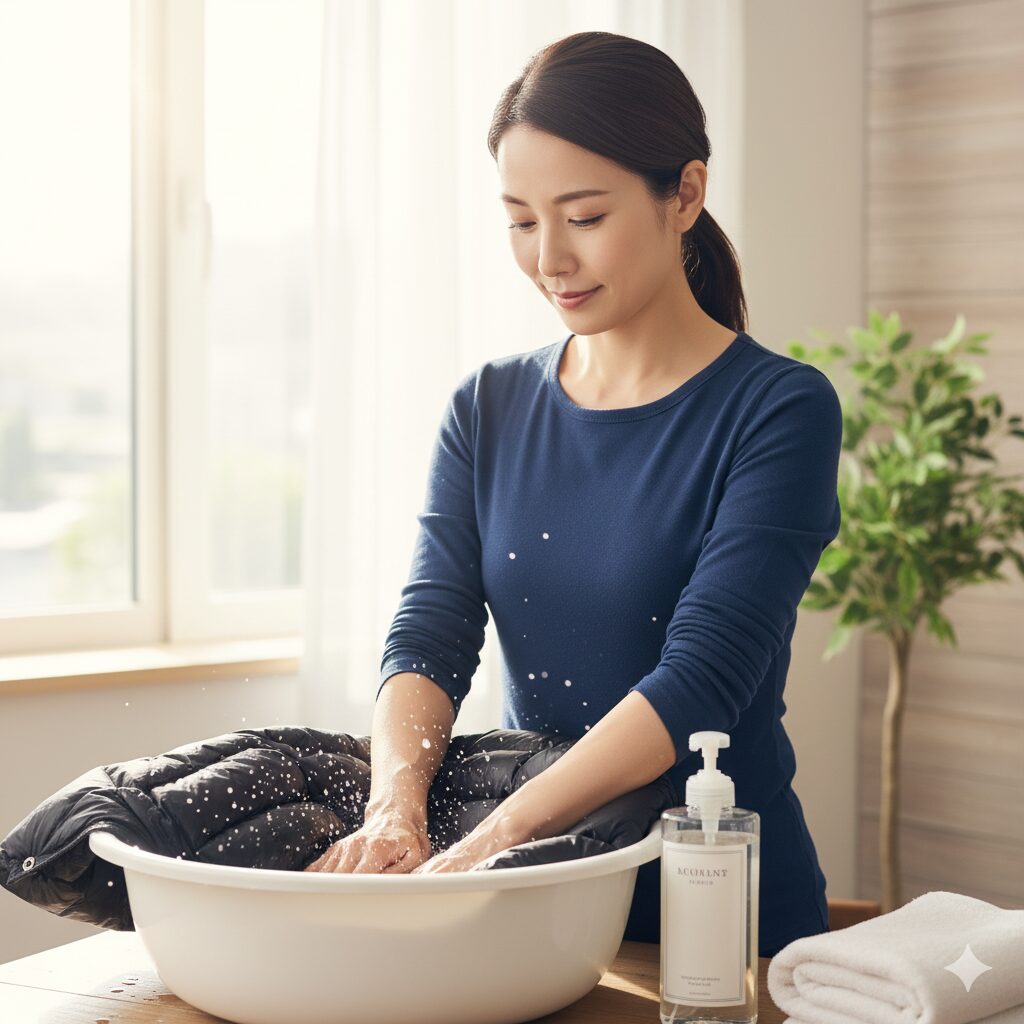 ダウンをやさしく洗う 手洗いの手順とポイント